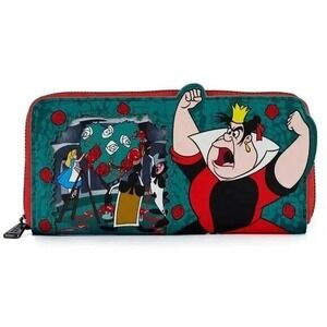 Loungefly Alice in Wonderland Queen of Hearts Villains Scene Zip Around Wallet